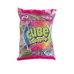 LOLLIPOP CUBE STRAWBERRY BAG 25PCS 18G